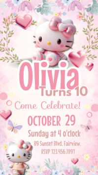 hello kitty invitation Historia de Instagram template
