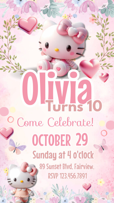 hello kitty invitation Instagram Story template