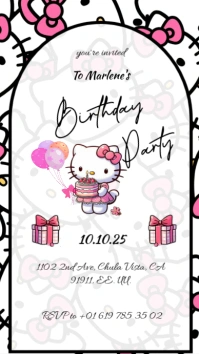 Hello kitty invitation hellokitty invitacion Digitalanzeige (9:16) template