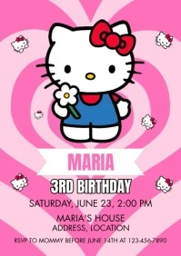 Hello Kitty Joyful Birthday Invitation Templa A4 template