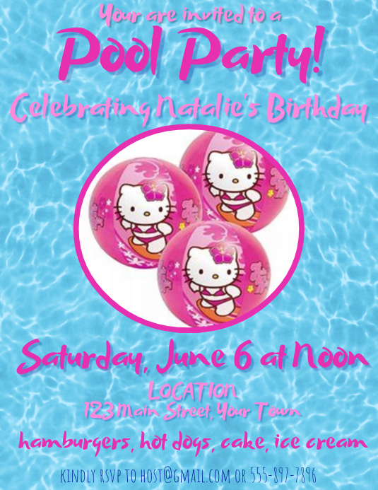 Hello Kitty Pool Party Template PosterMyWall
