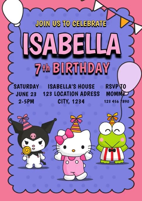Hello Kitty Sanrio Birthday Invitation Templa Template PosterMyWall hello-kitty-sanrio-birthday-invitation-templa-template-postermywall
