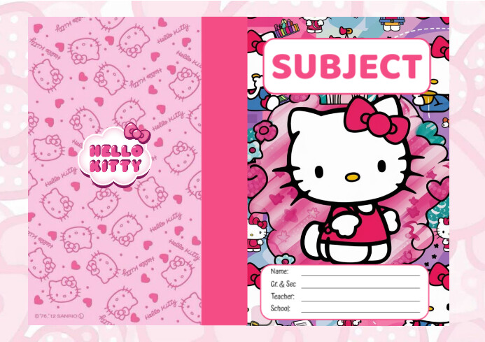 Hello Kitty Design Note Hello Kitty Notebook Cover A4 Template | PosterMyWall