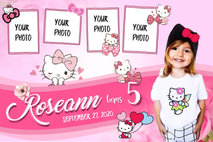 Hello Kitty Theme แบนเนอร์ 4' × 6' template