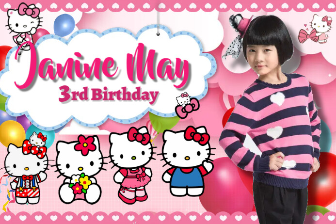 Hello Kitty Themed Birthday Template | PosterMyWall hello-kitty-themed-birthday-template-postermywall