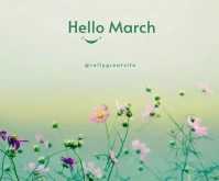 Hello March ! Medium Rectangle template