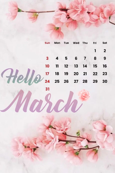 Hello March Calendar Template PosterMyWall