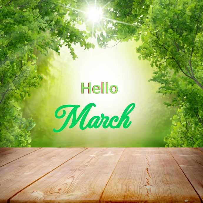 Hello March โพสต์บน Instagram template