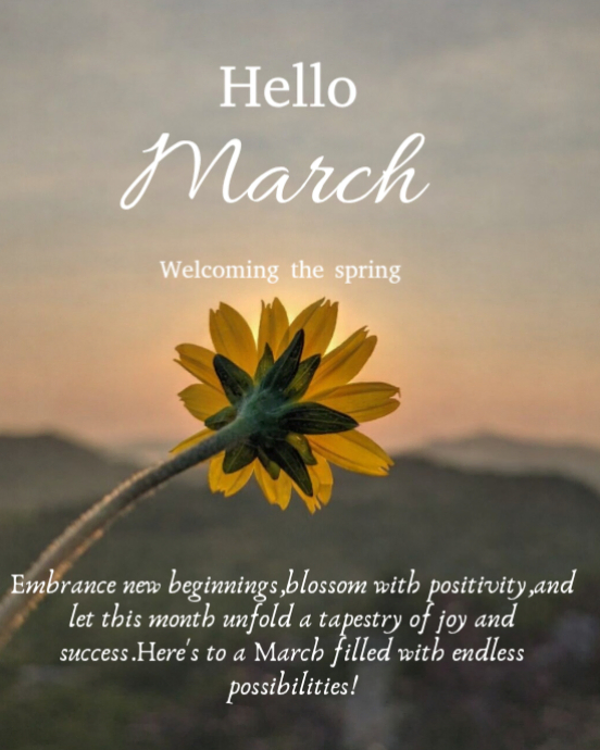 Hello March Template | PosterMyWall