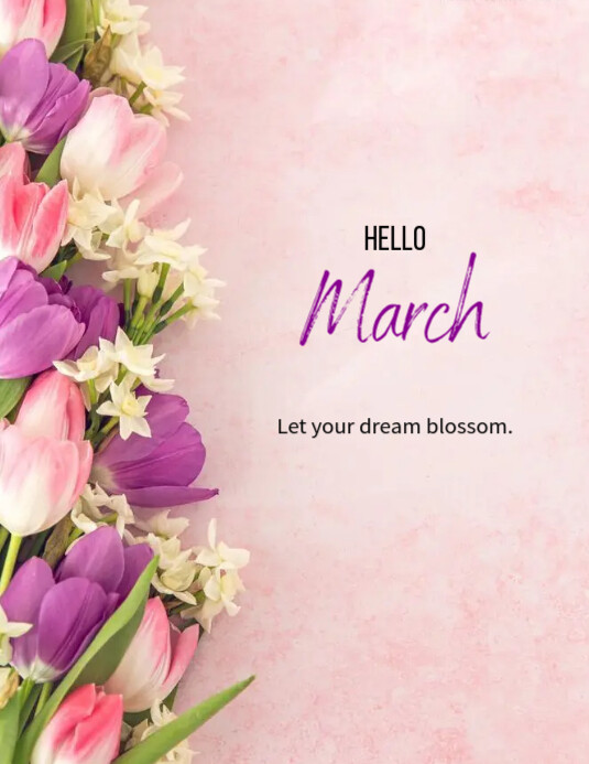 Hello March flyer template | PosterMyWall