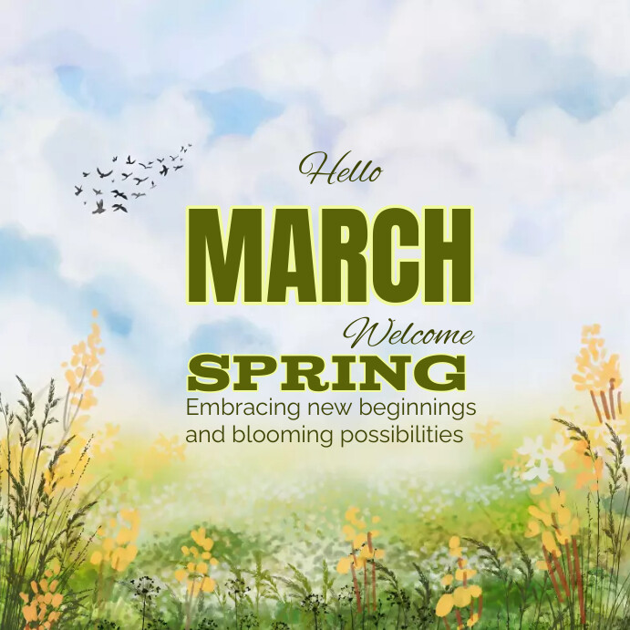 Hello March/Spring Template | PosterMyWall