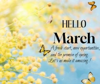 Hello March -spring month flyer Groot Reghoek template