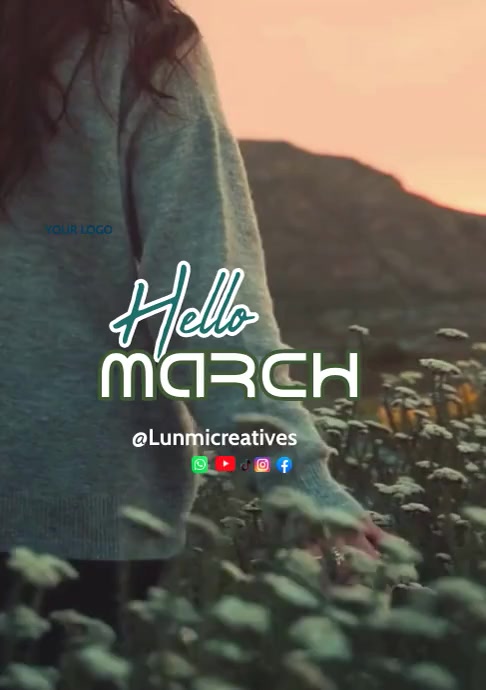 Hello March Sign Off Hello March video Template | PosterMyWall