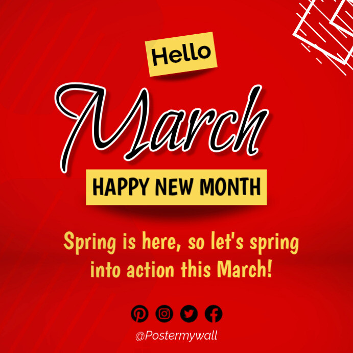 Hello March welcome new month of March inspiration quote Template ...