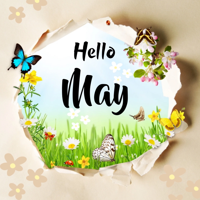 Hello May Instagram post. Template | PosterMyWall