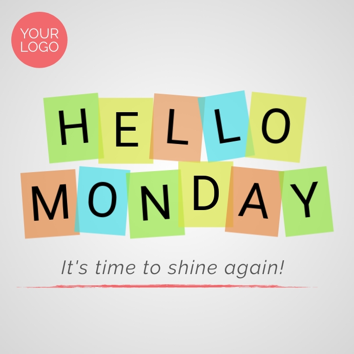 Hello Monday colorful tiles instagram post Template | PosterMyWall