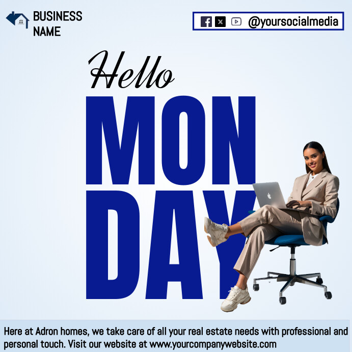 Hello Monday message for businesses and compa Instagram Post template