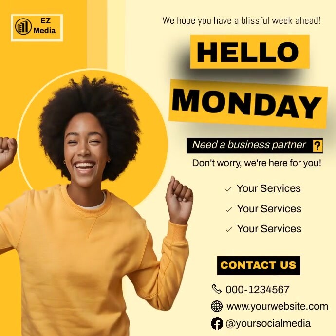 Hello Monday welcome to a new week Instagram Post template