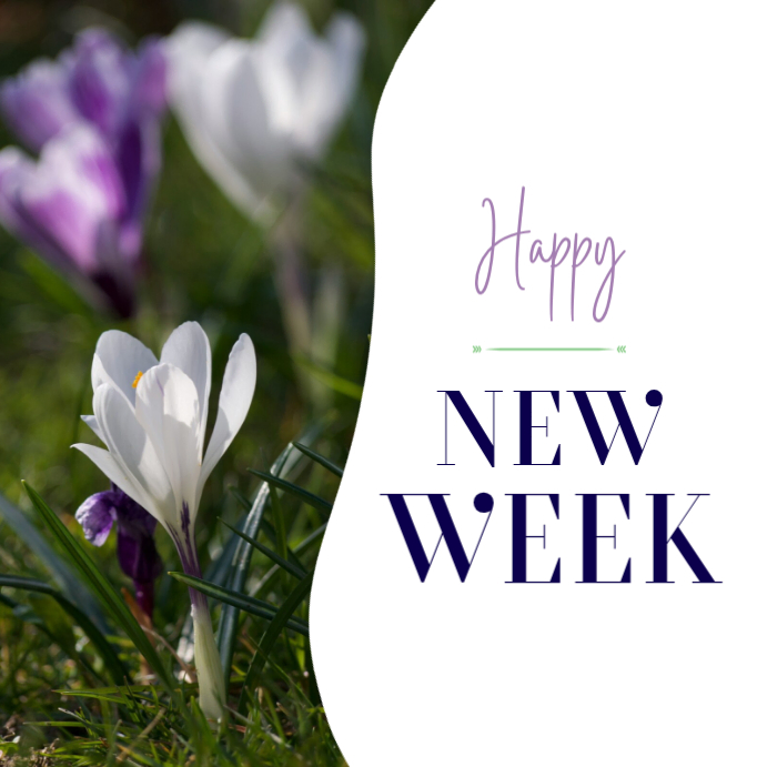 Copy of Hello New Week Month Social Media Post Flyer Spring Floral Card ...