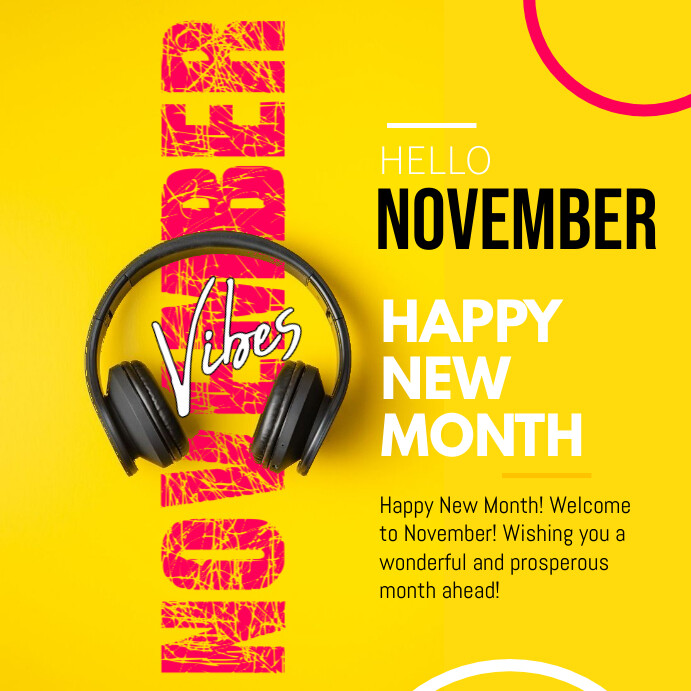 Hello November! Happy New Month November, Gre Instagram Post template
