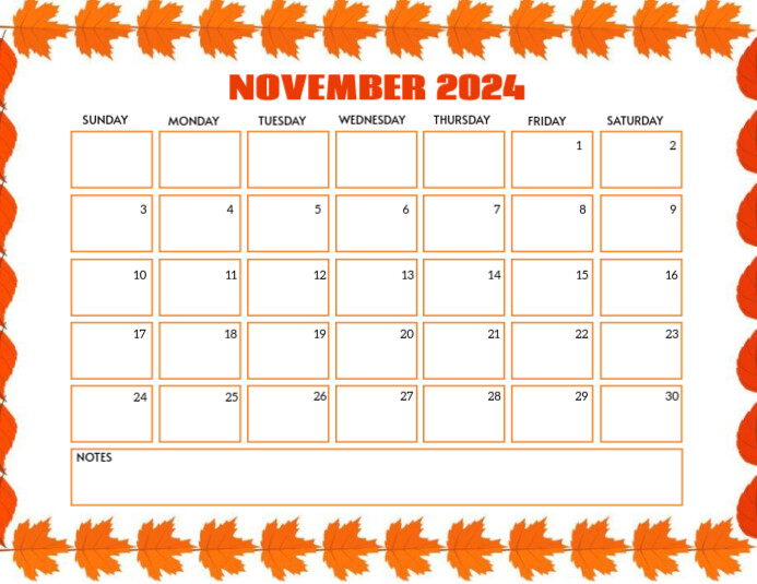 Hello november 2024 calendar Template | PosterMyWall