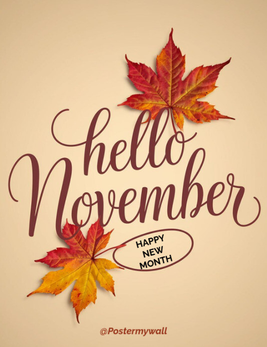 Hello November design template | PosterMyWall