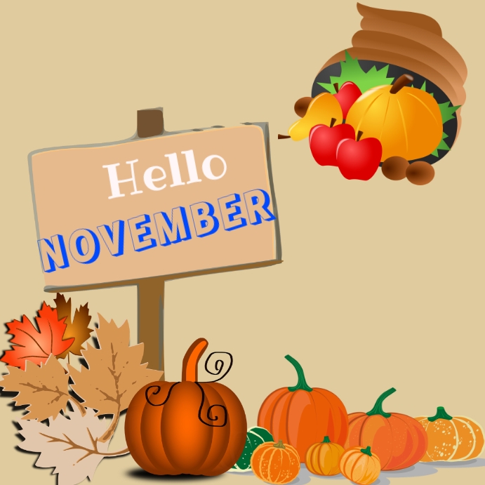November 1 Posts Hello November Instagram post Template | PosterMyWall