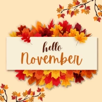 Hello November Instagram post template.