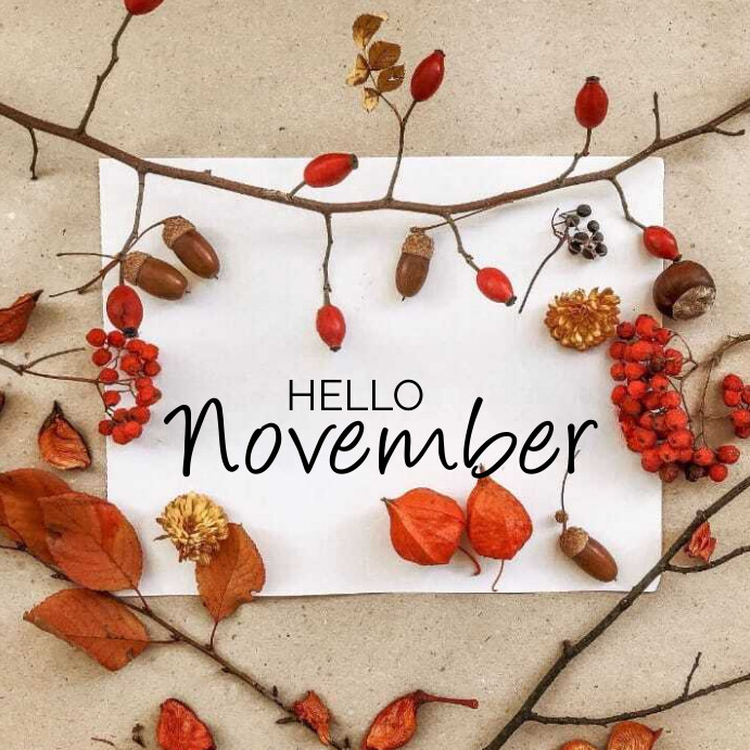 Hello November Instagram post template. | PosterMyWall