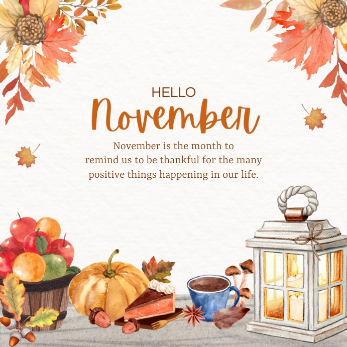 Hello November post for Instagram & Facebook Template | PosterMyWall