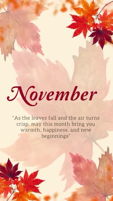 Hello November / Welcome November Ecrã digital (9:16) template