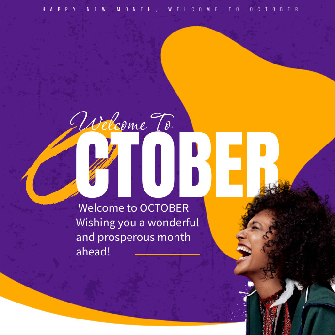 Hello October! Happy New Month October, Greet Template | PosterMyWall