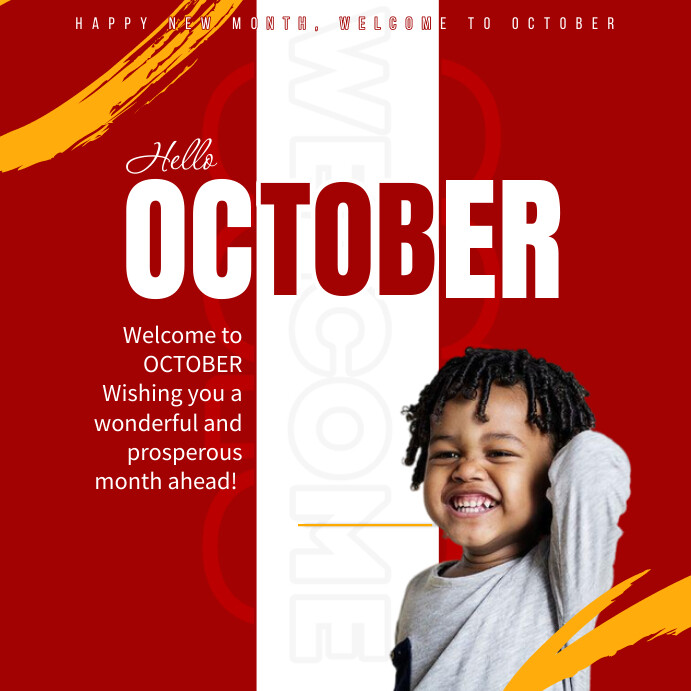 Copy of Hello October! Happy New Month October, Greet | PosterMyWall