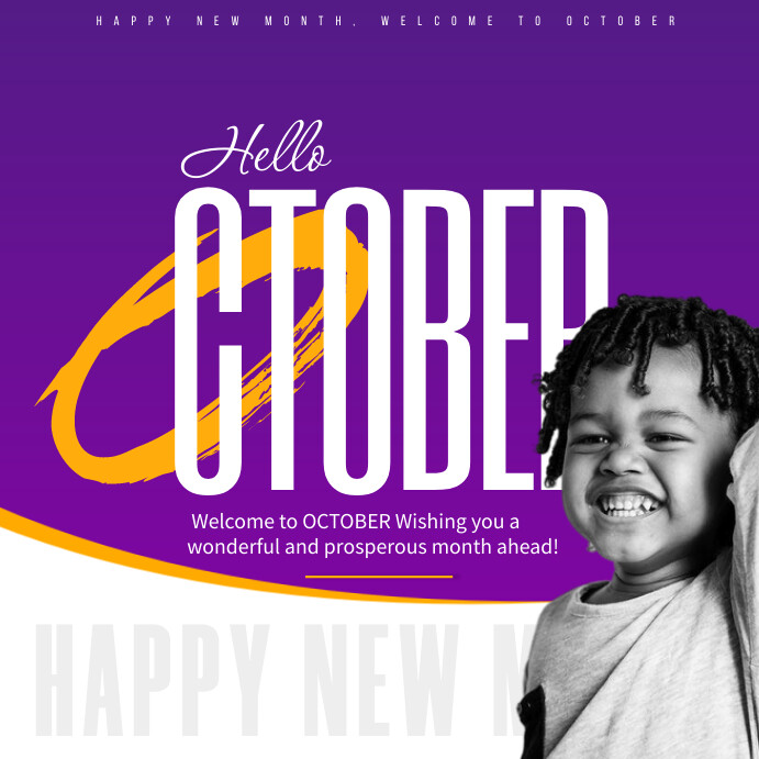 Hello October! Happy New Month October, Greet Template | PosterMyWall