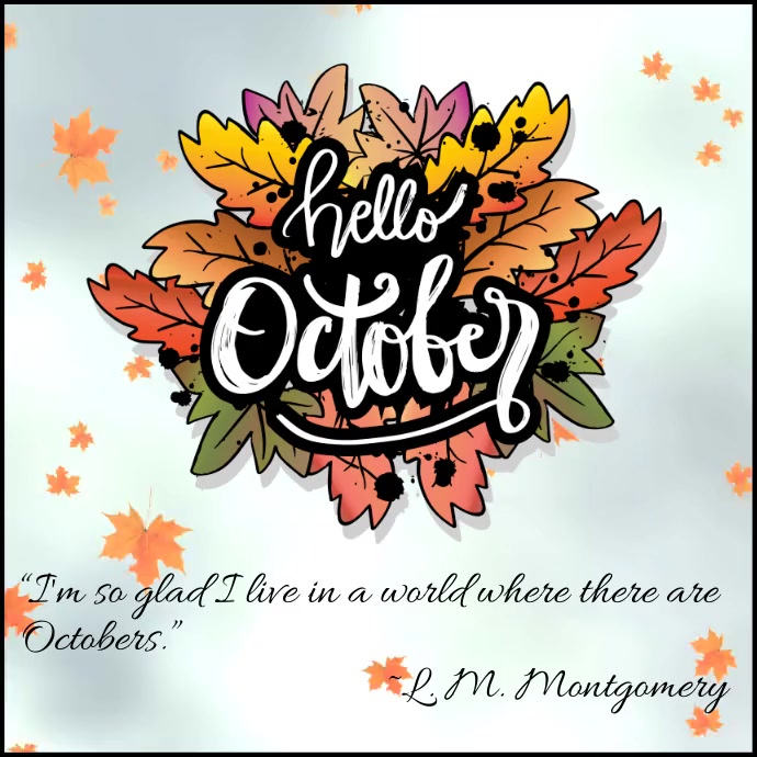 Hello October, Autumn Template | PosterMyWall