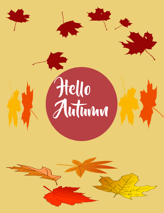 Fall October Templete hello october, leaves falling Template | PosterMyWall