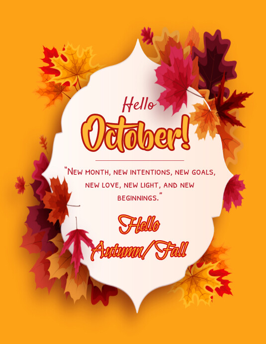 hello october,happy new month,welcome october Template | PosterMyWall