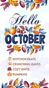 Hello October Autumn instagram story template