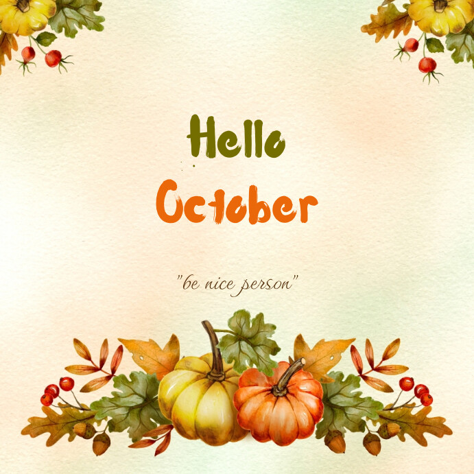 HELLO OCTOBER Template | PosterMyWall