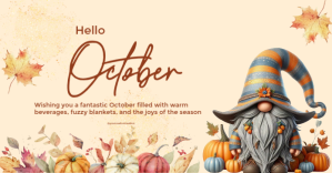 Giallo hello October Immagine condivisa di Facebook Template