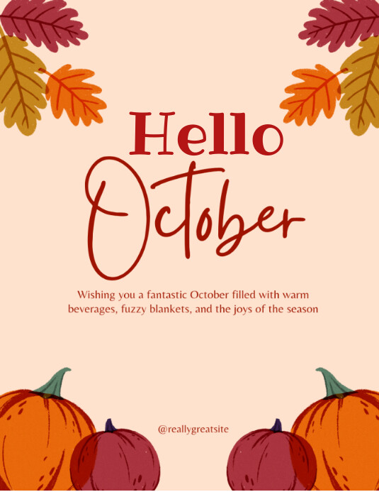 Fall October Templete Hello October Template | PosterMyWall