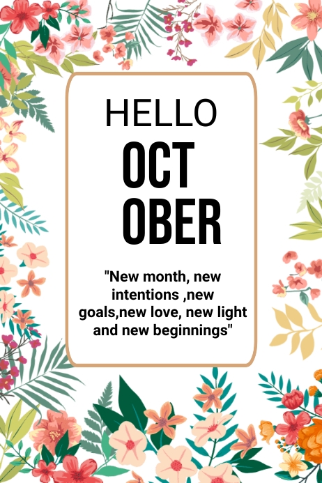Hello October Flyer poster Template | PosterMyWall