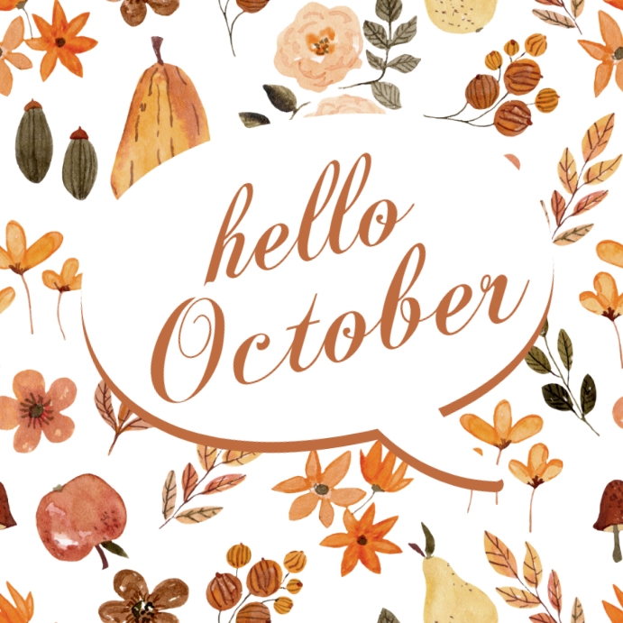 Hello October Instagram Post. Template | PosterMyWall