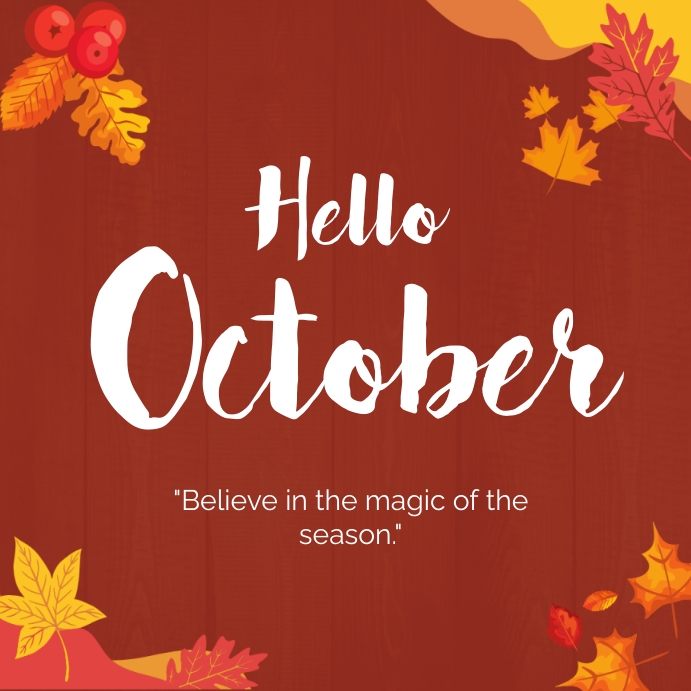 Hello October Instagram Post. Template | PosterMyWall