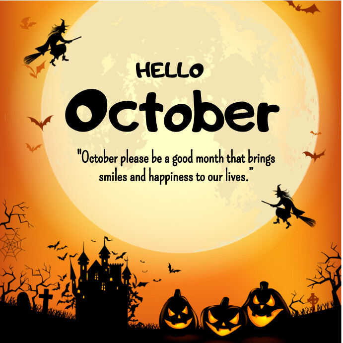 Hello October Instagram Post. Template | PosterMyWall
