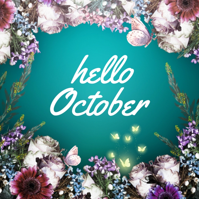 Hello October Instagram Post. Template | PosterMyWall