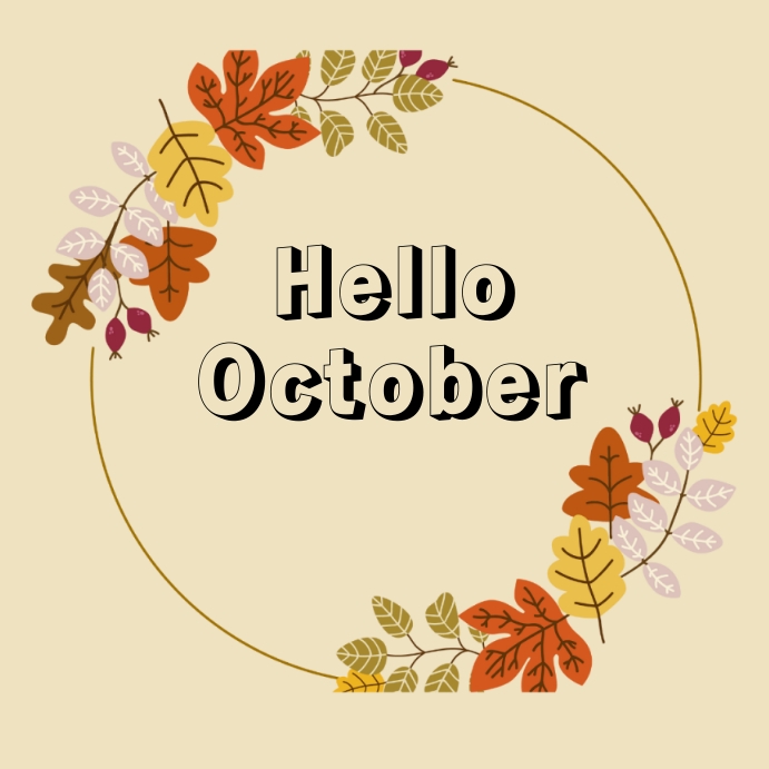 Hello October Instagram Post. Template | PosterMyWall