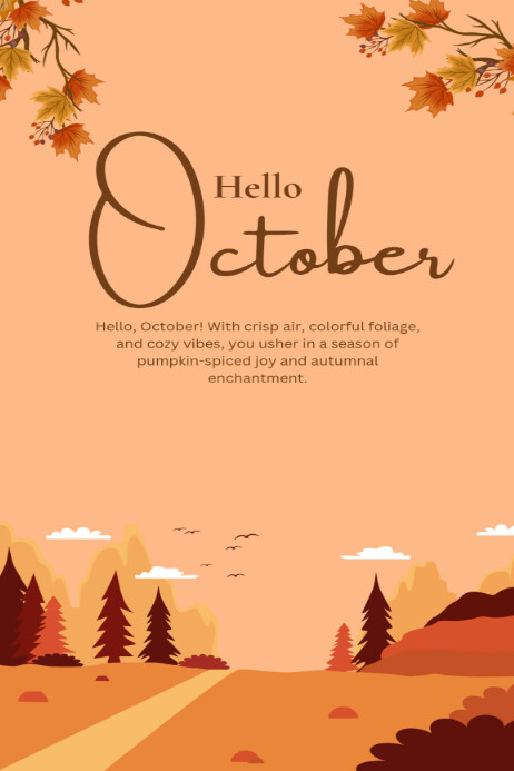 Hello October poster illustration Template | PosterMyWall