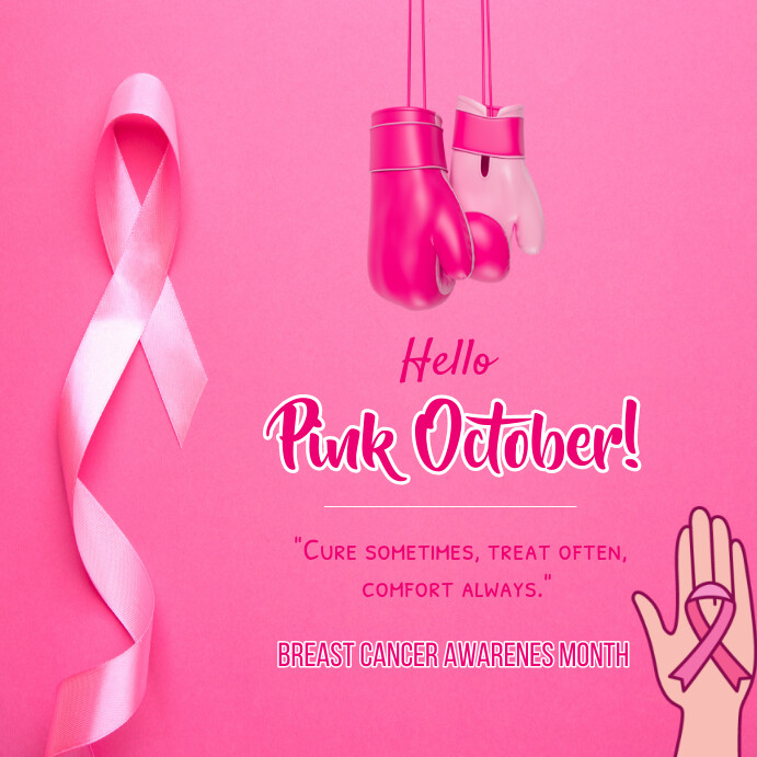 Hello Cancer hello pink october,breast cancer month Template | PosterMyWall