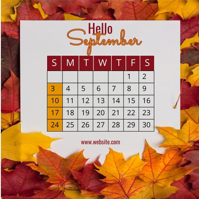 hello september,september 2023 calendar Instagram Post template